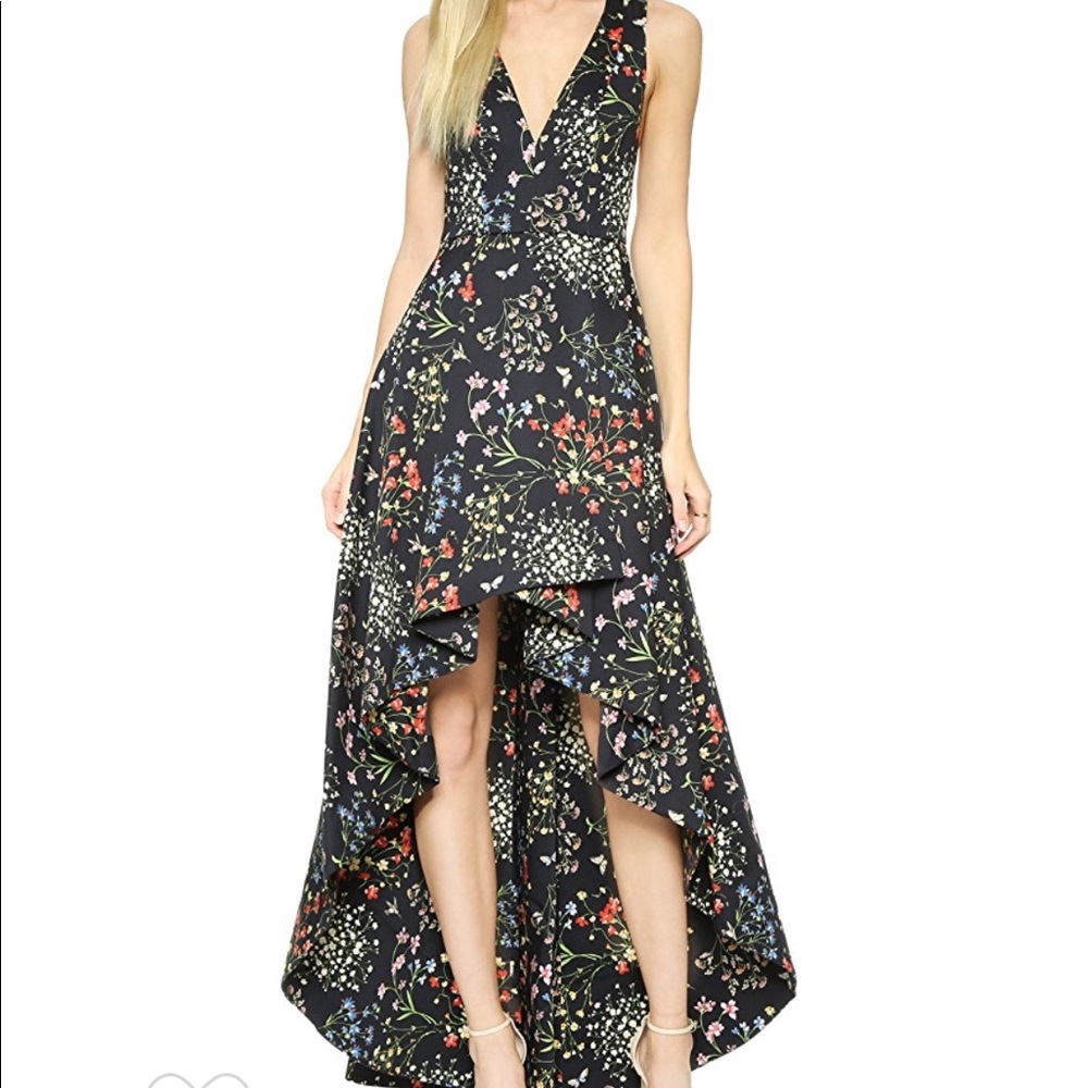 Alice + Olivia Aveena Black Floral Gown